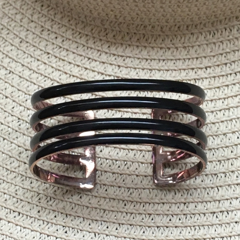 Black & Rose Gold Enamel Cuff Bracelet